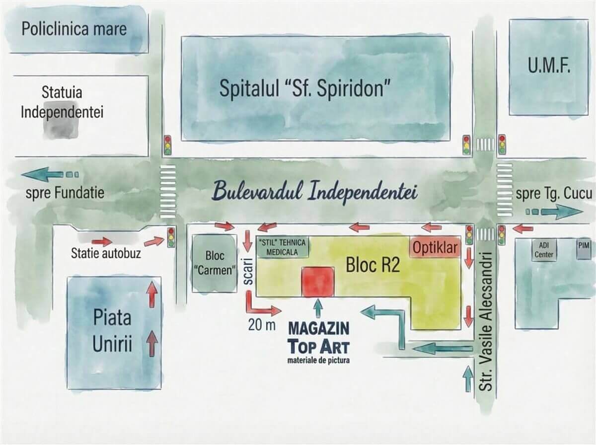 Hartă locație magazin Top Art Iași – Bulevardul Independenței nr. 4, Bloc R2